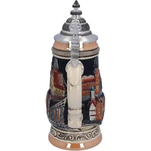 Käthe Wohlfahrt Bierkrug Mit Zinndeckel "Rothenburg", Schwarz, 0,25L