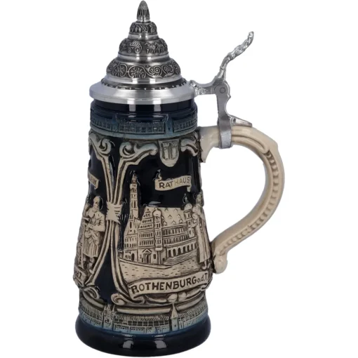 Käthe Wohlfahrt Bierkrug Mit Zinndeckel "Rothenburg Mit Ritter", 0,25L
