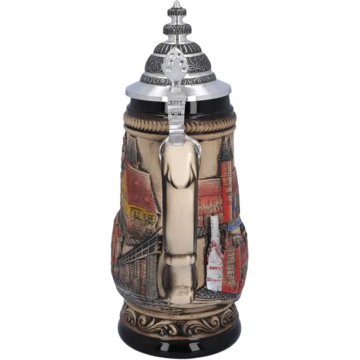 Käthe Wohlfahrt Bierkrug Mit Zinndeckel "Rothenburg", Natur, 0,5L