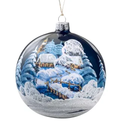 Käthe Wohlfahrt Glaskugel Blau Winterlandschaft, 10 Cm