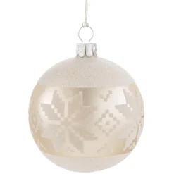 Käthe Wohlfahrt Glaskugel Creme Mit Weisem Muster, 7 Cm