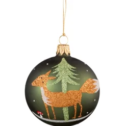 Käthe Wohlfahrt Glaskugel Grun Mit Fuchs, 7 Cm