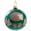 Käthe Wohlfahrt Glaskugel Grun Mit Igel, 7 Cm