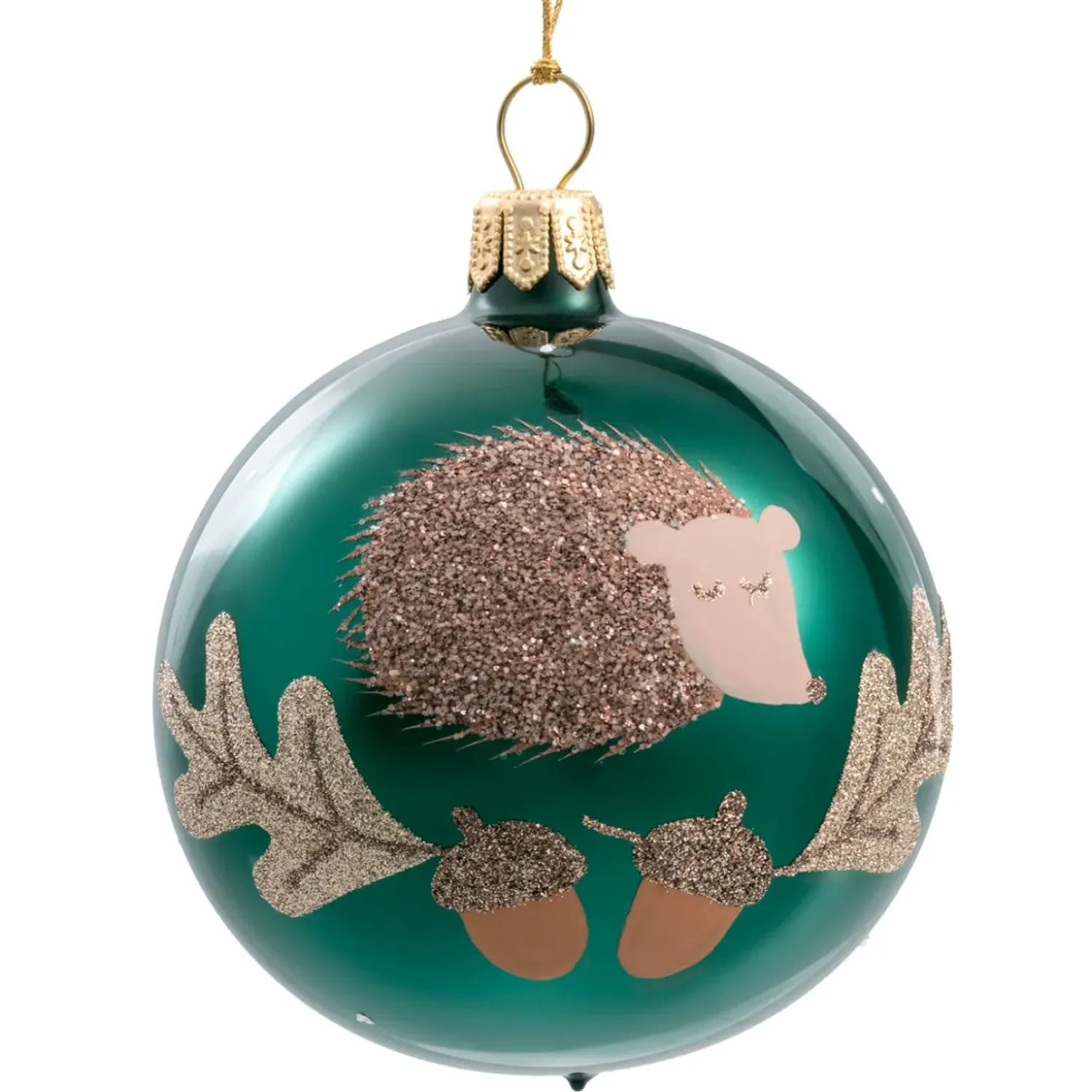 Käthe Wohlfahrt Glaskugel Grun Mit Igel, 7 Cm