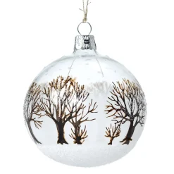 Käthe Wohlfahrt Glaskugel Klar Mit Braunen Baumen, 8Cm