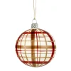Käthe Wohlfahrt Glaskugel Mit Karomuster Weis Matt, 8Cm