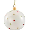 Käthe Wohlfahrt Glaskugel Opal Weis Mit Punkten, 7 Cm