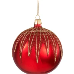 Käthe Wohlfahrt Glaskugel Rot Mit Glitterdach, 10 Cm