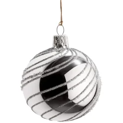 Käthe Wohlfahrt Glaskugel Silber Mit Silber Spiraldekor, 6 Cm