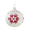 Käthe Wohlfahrt Glaskugel Weis Mit Roten Flocken, 6 Cm