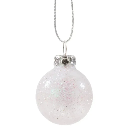 Käthe Wohlfahrt Glaskugel Weis Mit Silber Glimmer, 3 Cm