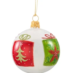 Käthe Wohlfahrt Glaskugel Weis Opal Mit Geschenkmotiv, 7 Cm