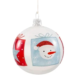 Käthe Wohlfahrt Glaskugel Weis "Winterspas", 7 Cm