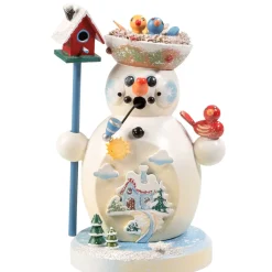 Käthes Original Holzknoddl Schneemann "Vogelgezwitscher", Rauchermannchen