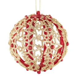 Käthe Wohlfahrt Kugel Mit Filigranen Sternen, Rot, 8Cm