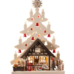 RATAGS Holzdesign Schwibbögen "Tanne Mit Geschenkeladen", 230V Mit Usb A-Anschluss