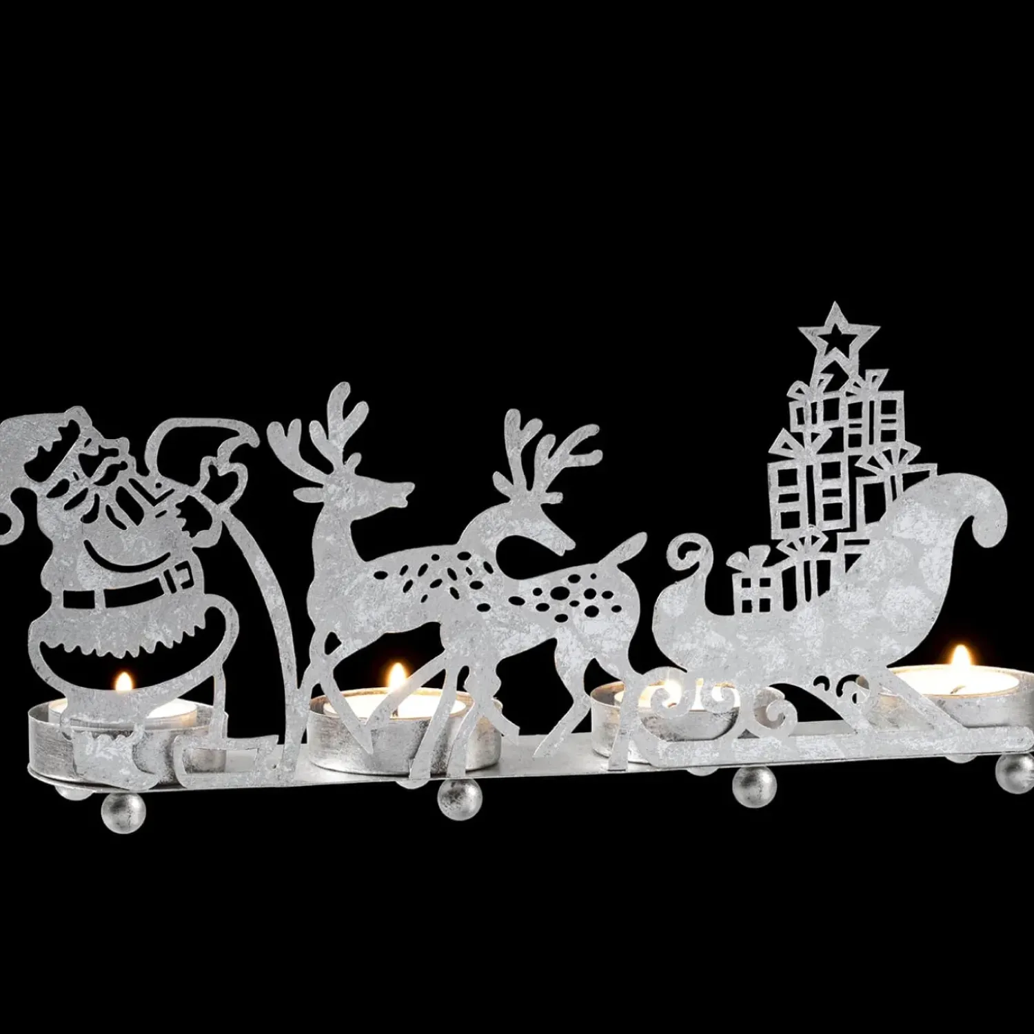 Käthe Wohlfahrt Teelichthalter "Rentierschlitten", Silber