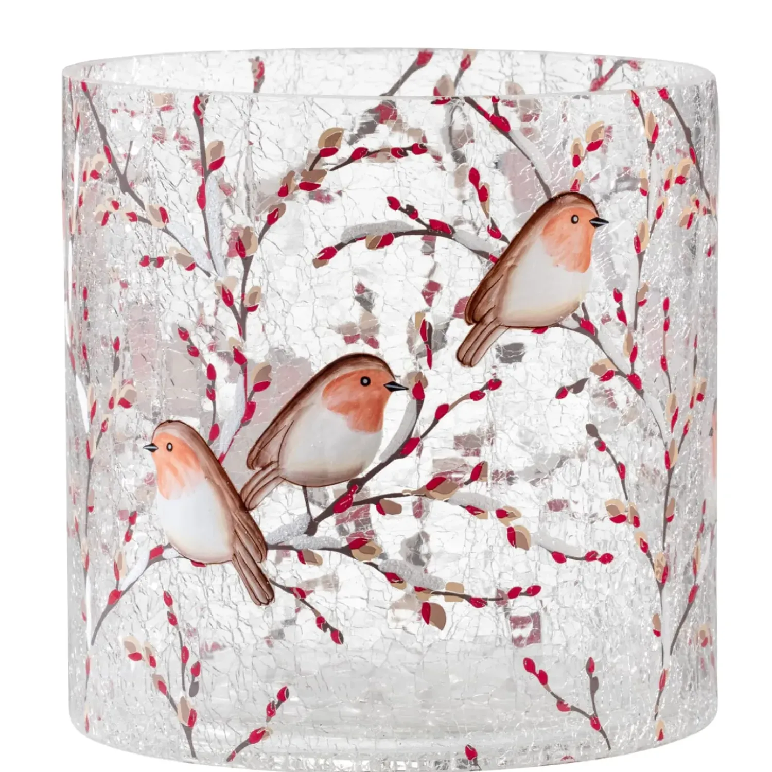 Käthe Wohlfahrt Windlicht "Rotkehlchenfamilie", 15 Cm